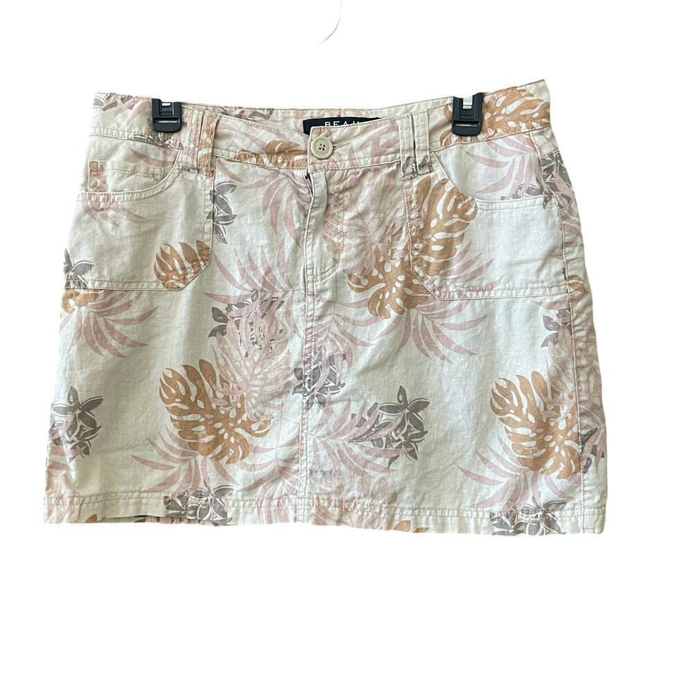 Beau Dawson Womens White Palm Floral Mini Skirt With Shorts Size 10 Y2K Coconut